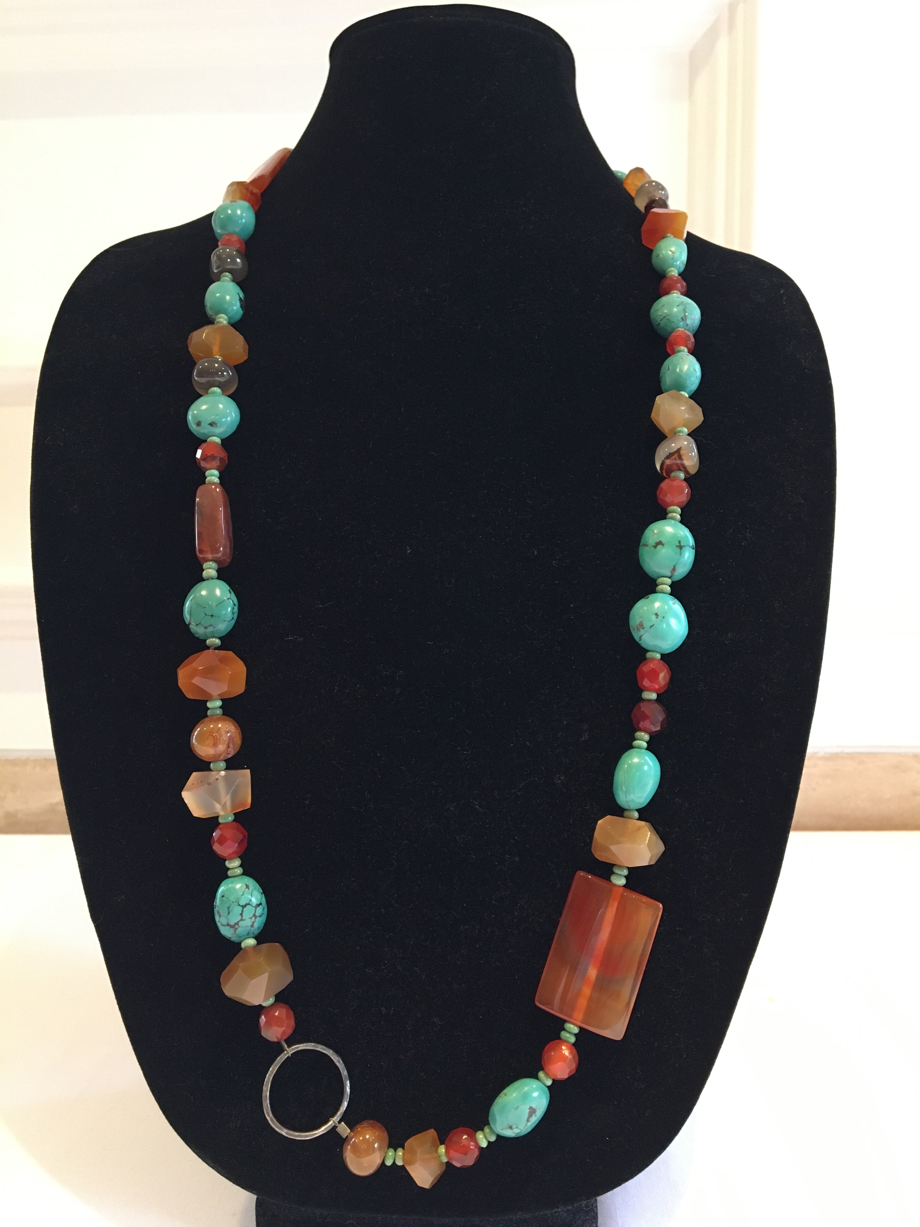 Jasper & Turquoise w/ Amber Beaded Necklace or Choker