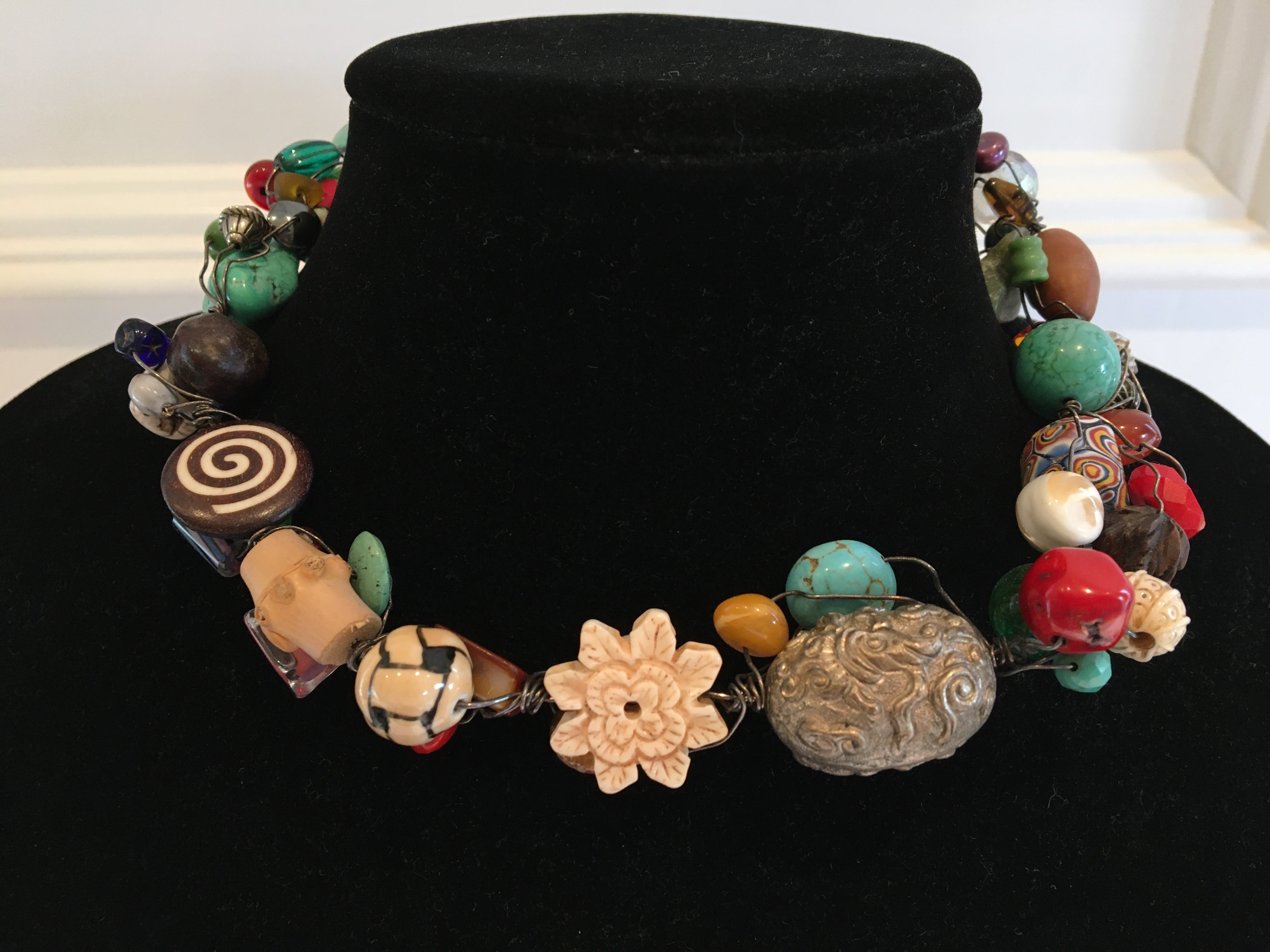 World Beads Choker w/ Turquoise & Natural Stones